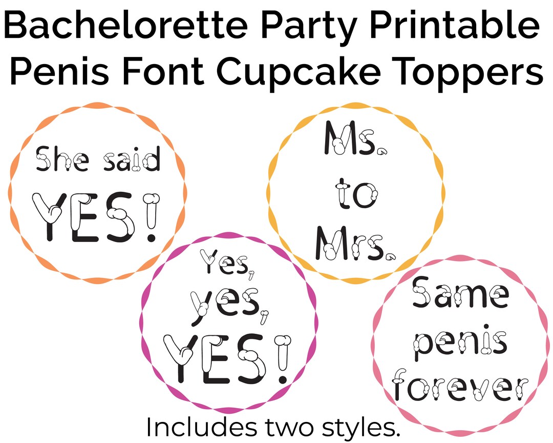 Printable Penis Font Cupcake Toppers for Bachelorette Party, Hen Party Penis Party Supplies - Etsy