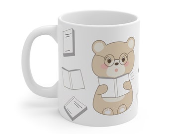 My Weekend Is Booked Reading Bear Mug 11oz | Literary Theme Mug