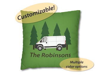 Personalized Camper Van Square Pillow Case | Van Life Throw Pillow Case