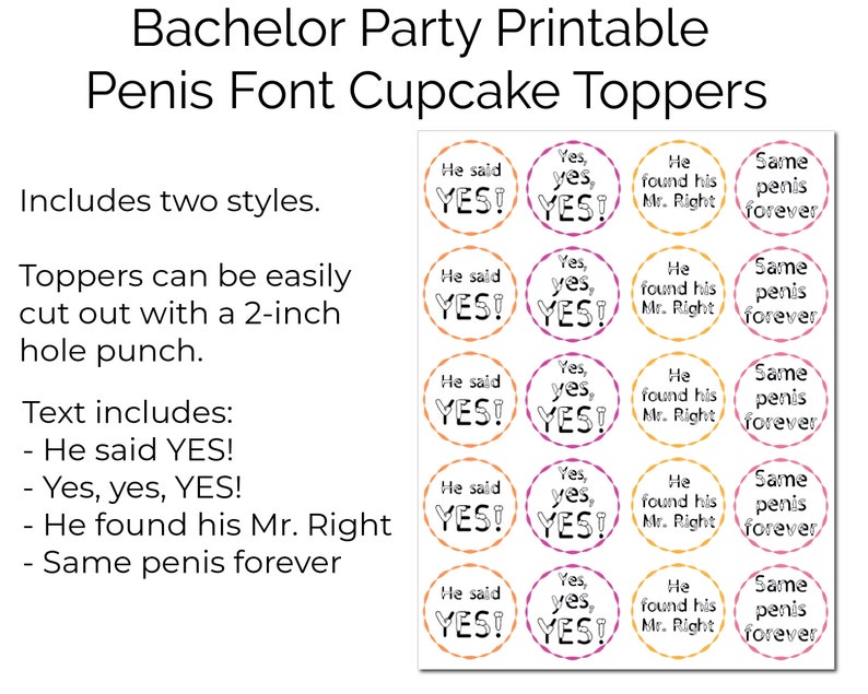 Printable Penis Font Cupcake Toppers for Bachelor Party, Stag Party Penis Party Supplies - Etsy ...