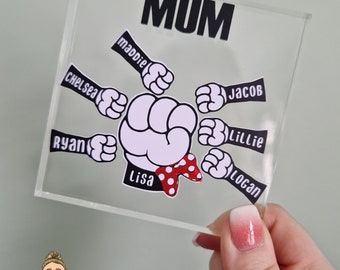 Personalized Family Fist Bump Plaque, Mum's Team Gift