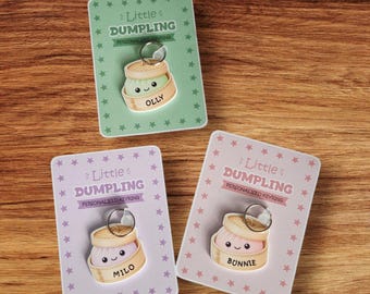 Dumpling Personalised Keyring, Bag Charm, Squishy Dumpling Shape Acrylic Keychain