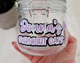 Personalized Overnight Oats Jar: Glass Clip-Top Jar