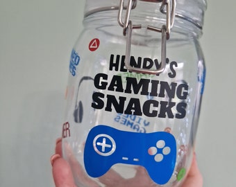 Personalized Gaming Treat Jar: Gamer Snack Container