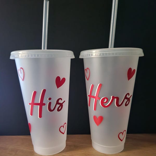 Cold cup set, personalised cups, valentines gift, his and hers, matching cups