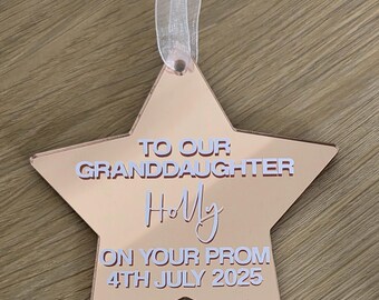 Personalized Prom Star Keepsake: Mirrored Rose Gold or Silver