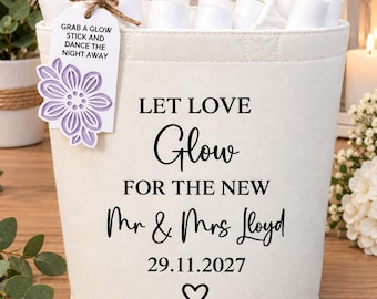 Personalised Glow Stick Carry Bag, Wedding Favours, Dance The Night Away