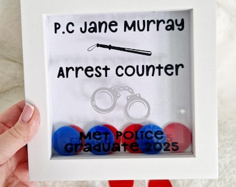 Personalized Police Arrest Counter Box Frame: Funny Policeman Gift