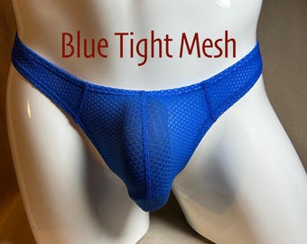 23-963 Mens mesh thongs, blue, various sizes