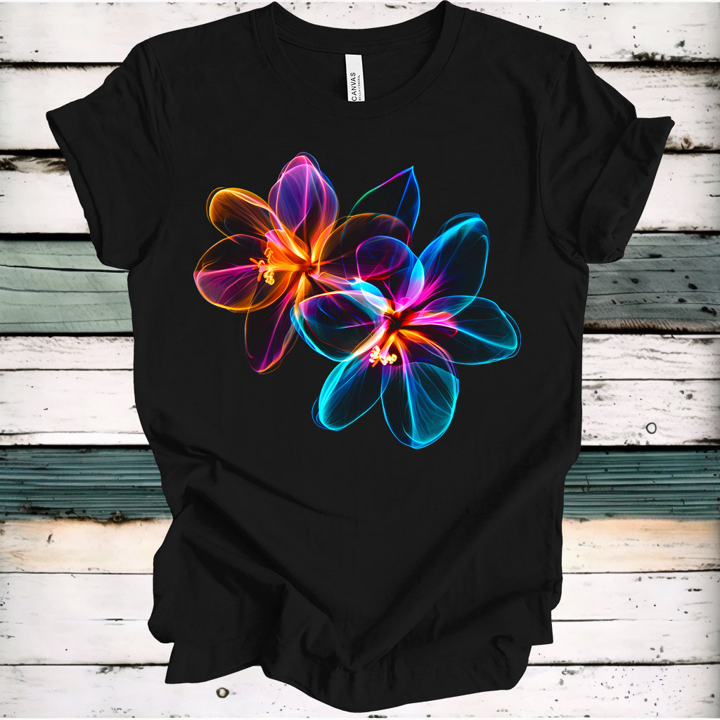 Tシャツ・カットソー [SLOWLOLLY] Flower Lettering T Shirt (2 COLOR) Neon Flower T-shirt | UNISEX - Etsy