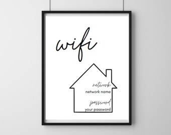 Wifi Password Sign, Editable Wifi Sign, Wifi Sign Template, Printable Wifi Sign