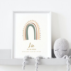 Regenbogen Geburtsposter Personalisiert mit Name Uhrzeit Größe Gewicht | Kinderzimmer Babygeschenk | Geburt Baby Poster
