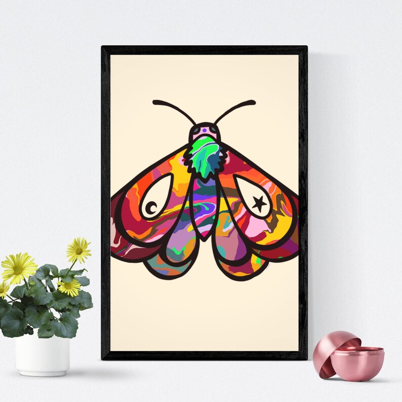 Multicolor Mystic Moth Digital Art Print for Home Decor and Wall Art - Etsy