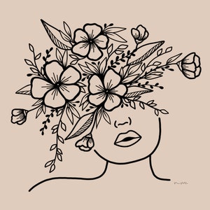 Floral Crown Female Figure Digital Art Print for Home Decor and Wall Art