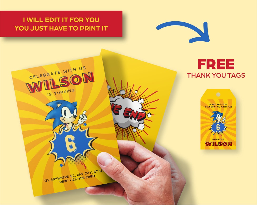 Sonic Birthday Invitation Pop Art Sonic Invitation the Etsy