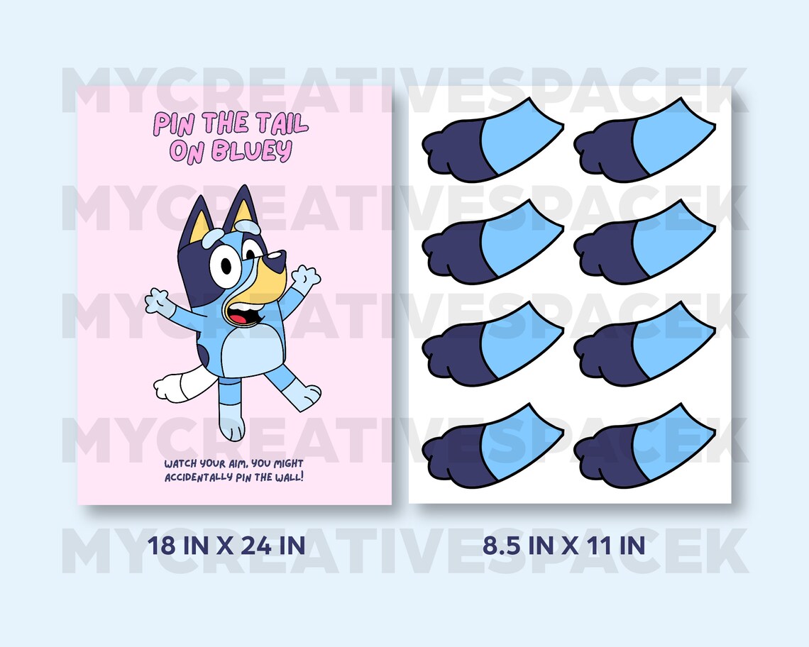 Bluey Pin the Tail on Bluey Party Favors Bluey Birthday Party - Etsy ...