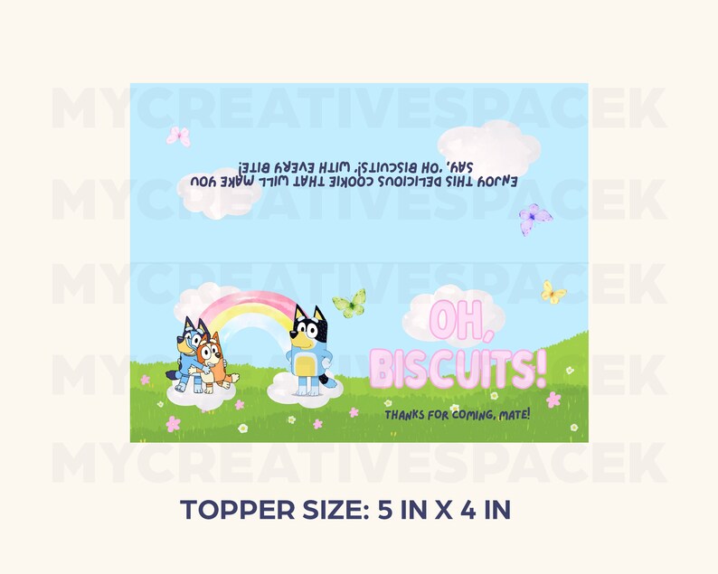 Bluey Party Favors Bluey Oh Biscuits Printable Bluey Toppers - Etsy