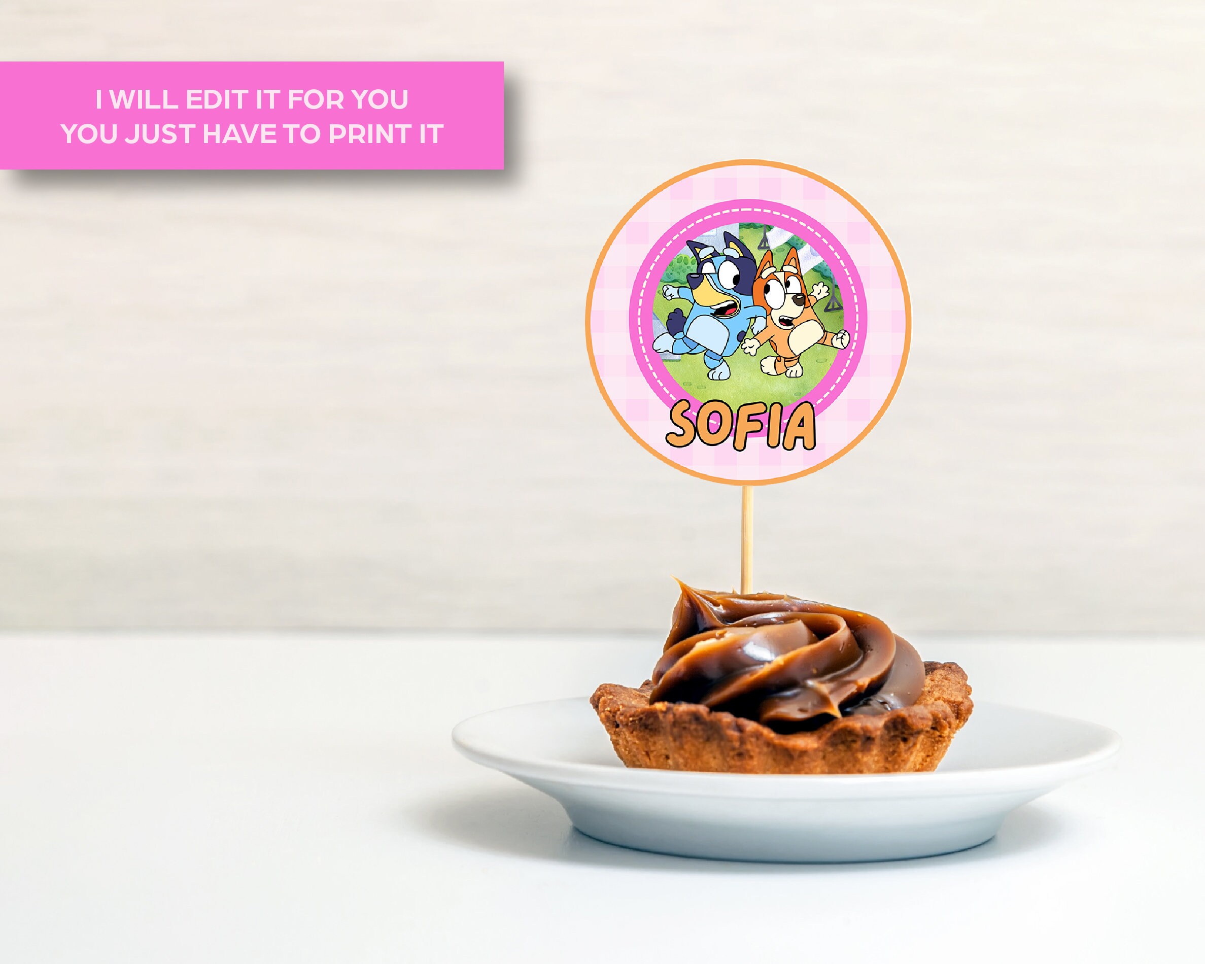 Bluey Birthday Cupcake Toppers Digital File Editable Printable Instant