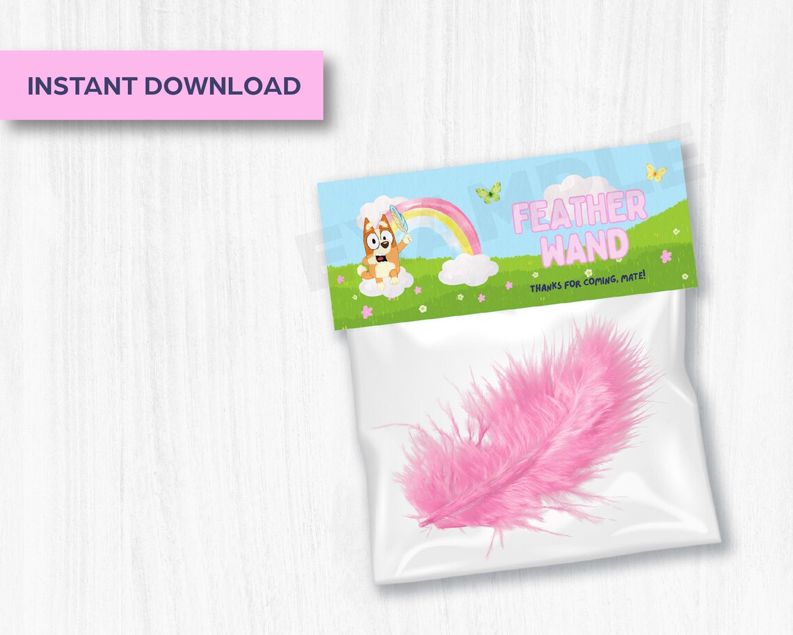 Bluey Party Favors Bluey Feather Wand Printable Bluey Toppers Etsy Canada