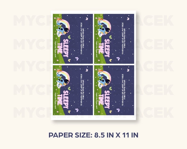 Bluey Party Favors Bluey Sleepy Time Printable Bluey Toppers - Etsy