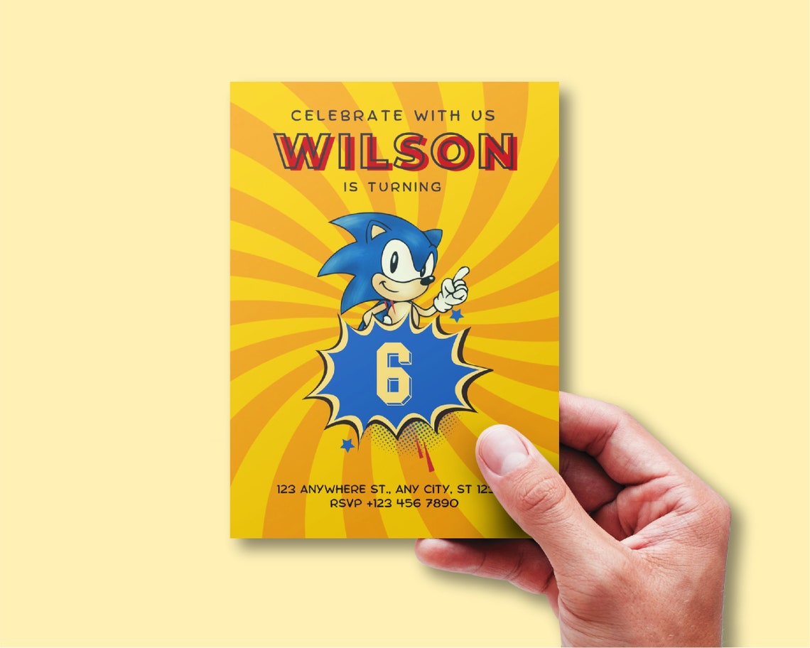 Sonic Birthday Invitation Pop Art Sonic Invitation the Etsy