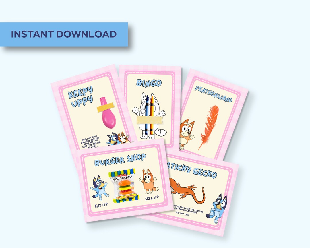 Blue Pink Party Favors Printable Blue Favors Blue Keepy Uppy - Etsy