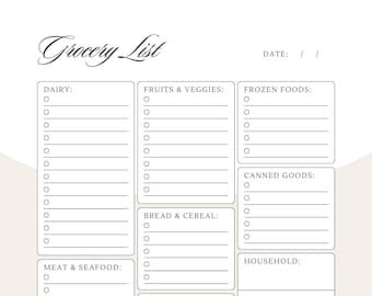 Minimal Grocery List Organizer