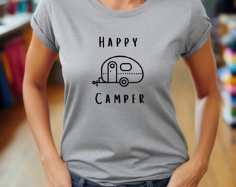 T-shirt Happy Camper, T-shirt unisexe à manches courtes en jersey