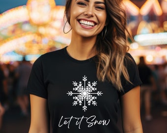 Let It Snow T-shirt, Snowflake Shirt, Winter T-Shirt,  Jersey Short Sleeve Tee