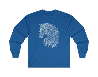 Horse head Long-sleeve T-Shirt, Unisex Ultra Cotton Long Sleeve Tee