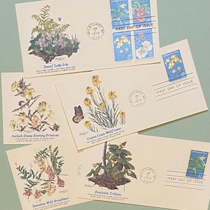 Endangered Flora First Day Covers Envelopes- Collectible Fleetwood - Vintage 70s Paper Ephemera for Junk Journals, Scrapbooks, Collage more