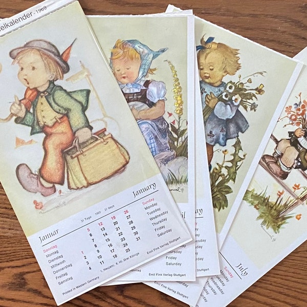 Vintage Hummel Children Postcards from 1969 Calendar