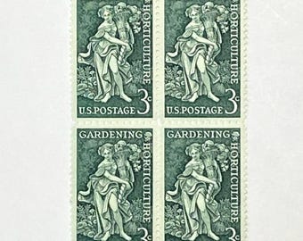 1958 3c Gardening and Horticulture Block of 2 or 4 Unused Stamps for collecting, mail art, junk journals, scrapbooks, crafts