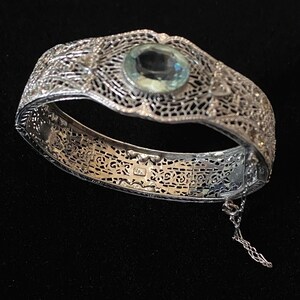 Vintage Filigree Bracelet From West Germany – Lightweight Aluminum, Yellow Stone Color, Never Worn