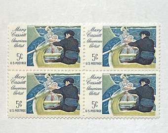1966 5c Mary Cassatt Stamps - American Artist - Block of 4 Unused Stamps - great for collecting, gifting, framing, mail art, or crafts