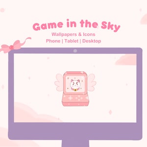 Temas de fondos de escritorio e íconos de gatos lindos / iOS / Android / Tableta / Escritorio / Widgets / Kawaii / Fondo de pantalla digital / Íconos lindos / iPhone