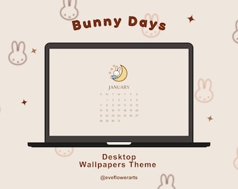 Cute Bunny Desktop Wallpaper | 2026 Calendar (Digital Download)