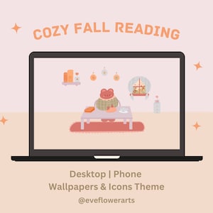 Bear Bunny Cat Cozy Desktop Computer Phone Wallpapers and Icons Winter Fall Aesthetic | Mac | PC | iPhone | Android | iOS| Kawaii | Cute