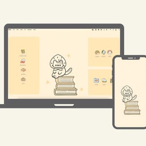 Lindos fondos de pantalla y íconos de gato para escritorio, tema de libro / MAC OS / PC con Windows / Android / iPhone / Estética japonesa / Kawaii / Organizador de fondos de pantalla imagen 8