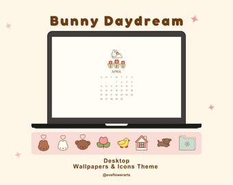 Sfondi e icone per desktop con coniglietti carini / Estetica minimale / Sfondi per laptop Windows Mac Ultrawide / Cottagecore / Kawaii / Miffy