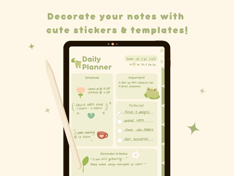 Cute Frog Digital Planner | Goodnotes | Notability | Portrait | Monthly Weekly Daily Templates | Journal | Notebook | Frog Stickers | Kawaii image 2