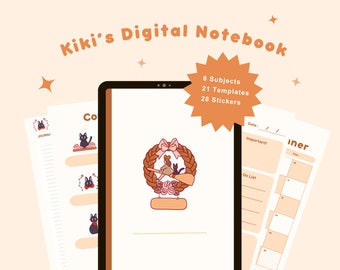 Kiki's Delivery Service Digital Planner | Goodnotes | Notability| Monthly Weekly Daily Templates | Studio Ghibli |Notebook Stickers | Kawaii