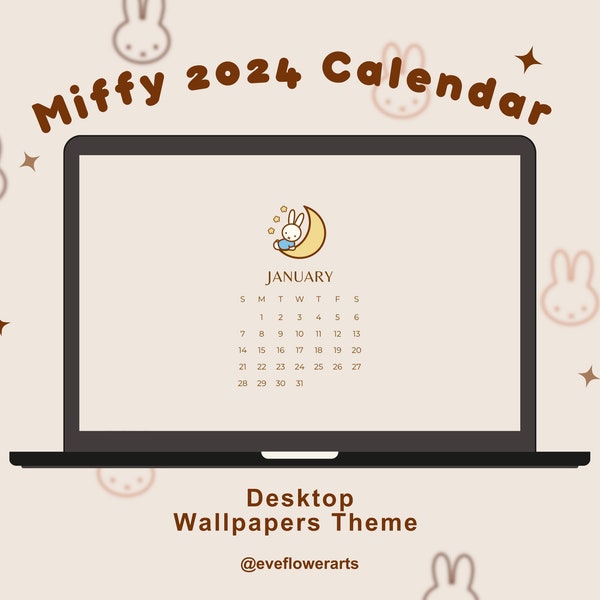 Cute Miffy Bunny Desktop Wallpapers | Minimal Aesthetic | Laptop Wallpaper | Mac OS | PC | Ultrawide | Japanese | 2024 Calendar | Kawaii