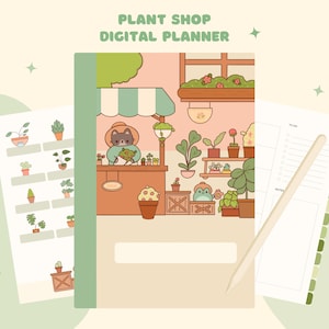 Cute Frog Cat Digital Planner | Goodnotes | Notability | Modelos mensais semanais diários | Caderno de anotações | Adesivos de sapo | Plantas Kawaii