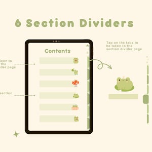 Cute Frog Digital Planner | Goodnotes | Notability | Portrait | Monthly Weekly Daily Templates | Journal | Notebook | Frog Stickers | Kawaii image 4