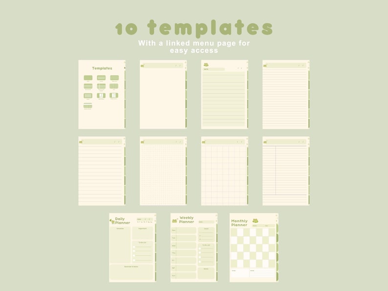 Cute Frog Digital Planner | Goodnotes | Notability | Portrait | Monthly Weekly Daily Templates | Journal | Notebook | Frog Stickers | Kawaii image 5