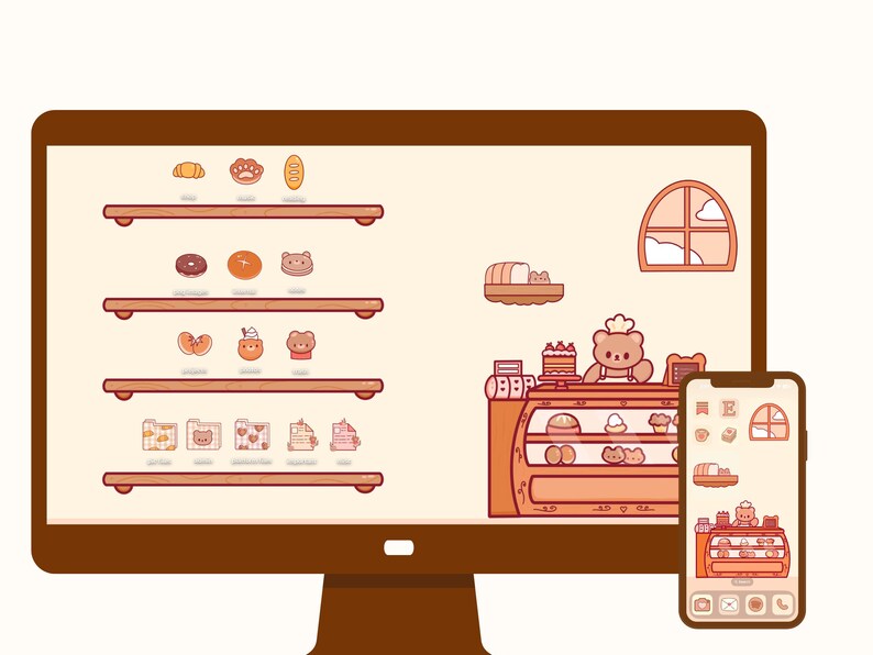 Cute Bear Bakery Desktop Wallpapers & Icons Theme | MAC OS | Windows PC ...
