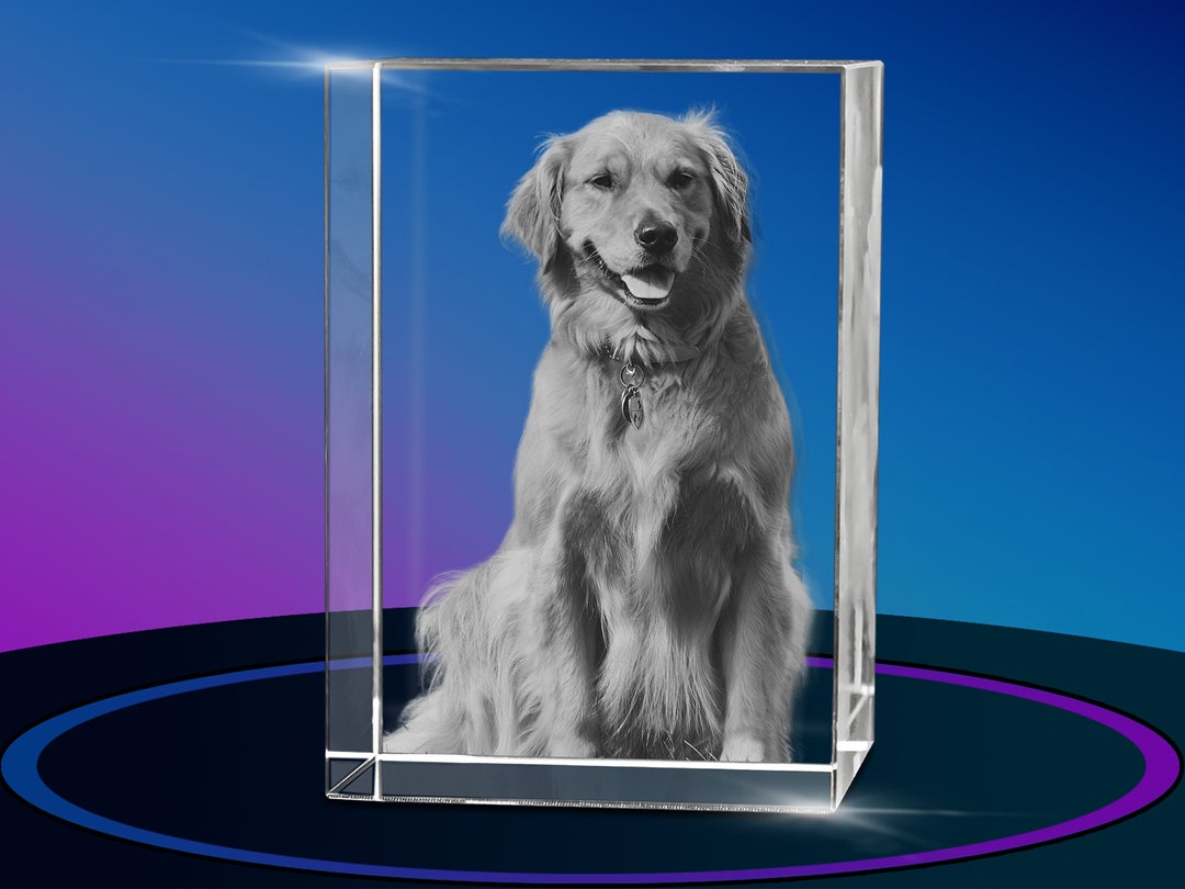 Personalized Dog Memorial Gift: Handmade 3D Photo Crystal Rectangle ...