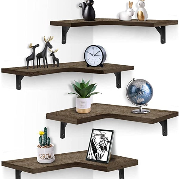 Rustic Corner Shelf Etsy