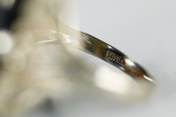 Engagement Ring 1920s Deco 14K White Gold Onyx Ri… - image 2